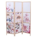 Paravent hwc - o70, cloison de s�paration, protection visuelle, s�paration de pi�ce, motifs naturels, ...