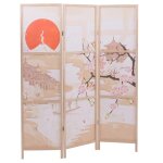 Paravent hwc - o70, cloison de s�paration, protection visuelle, s�paration de pi�ce, motifs naturels, ...