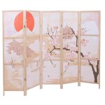 Paravent hwc - o70, cloison de s�paration, protection visuelle, s�paration de pi�ce, motifs naturels, ...