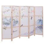 Paravent hwc - o70, cloison de s�paration, protection visuelle, s�paration de pi�ce, motifs naturels, ...