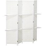 Paravent int�rieur 4 panneaux 2 �tag�res pliables s�parateur de pi�ce bois de pin bambou fibres de papier ...