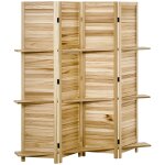 Paravent int�rieur 4 panneaux 3 �tag�res pliables s�parateur de pi�ce portes persiennes bois de paulownia ...