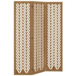 Paravent int�rieur ajour� 3 panneaux pliables bois paulownia verni