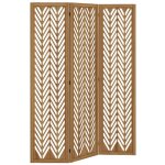 Paravent int�rieur ajour� 3 panneaux pliables bois paulownia verni