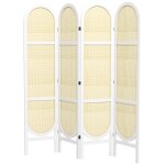 Paravent interieur pliable 4 panneaux 160 x 170 cm s�parateur de pi�ce r�sine tress�e effet rotin bois ...
