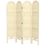 Paravent interieur pliable 4 panneaux 160 x 170 cm s�parateur de pi�ce r�sine tress�e effet rotin bois ...