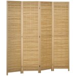 Paravent int�rieur s�parateur de pi�ce pliable 4 panneaux dim. 160l x 170h cm bois bambou