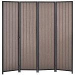 Paravent int�rieur s�parateur de pi�ce pliable 4 panneaux dim. 180l x 180h cm bois pin bambou coton marron ...