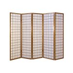 Paravent japonais 5 parties bois brun fonce