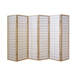Paravent japonais bois naturel 6 parties