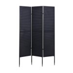 Paravent de jardin cloison de séparation brise - vue 3 panneaux en métal 200x121cm noir 04 0003236 Paravent de jardin cloison de séparation brise - vue 3 panneaux en métal 200x121cm noir 04 0003236