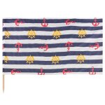 Paravent de plage - botle - 6m - rayures et ancres - tissu et bois - l�ger et durable