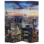 Paravent s�parateur de pi�ce 4 pans 28 led 180x160cm motif new york par04020