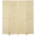 Paravent s�parateur de pi�ce 4 panneaux pliables dim. 180l x 180h cm bois de bambou