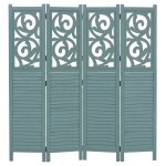 Paravent t568, cloison de s�paration, brise - vue, s�paration d'espace, motifs d�coratifs, pliable, bois ...