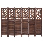 Paravent t568, cloison de s�paration, brise - vue, s�paration d'espace, motifs d�coratifs, pliable, bois ...