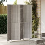 Paravent vidaxl 4 panneaux pliable gris 195x180 cm en poly rotin