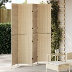 Paravents vidaxl beige bois, tissu 4 panneaux, 200 cm de hauteur pliable