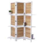 Paravent yvelines, cloison de séparation avec fonds de rayonnage, style shabby, 170x125cm blanc / marron ... Paravent yvelines, cloison de séparation avec fonds de rayonnage, style shabby, 170x125cm blanc / marron ...