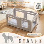 Parc pour chiot en acrylique 126�68 cm, enclos pour chien avec roues et plaque base, parc chien interieur ...
