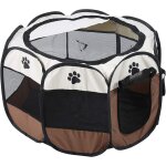 Parc a chiot - petit chien pliable ext�rieur et int�rieur - diam�tre 72cm noir, beige, marron