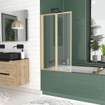 Pare baignoire pivotant 2 volets or dor� bross� - verre tremp� 4mm - duplo
