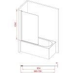 Pare baignoire rabattable 70x120cm - profil� chrom� - verre tremp� 4mm - elementary