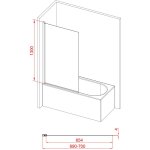 Pare baignoire rabattable 70x130cm - profil� finition or dor� bross� - verre tremp� 4mm - elementary