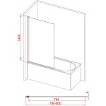 Pare baignoire rabattable 80x140cm - profilé chromé - verre trempé 4mm - elementary Pare baignoire rabattable 80x140cm - profilé chromé - verre trempé 4mm - elementary