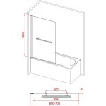 Pare baignoire rabattable avec porte - serviette 70x120 cm - profil� noir mat - verre 4 mm