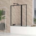Pare baignoire avec volet pivotant 70 + 30x130cm - finition noir mat - dark contouring screen