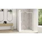 Paroi de douche coulissante kinedo pa9216btne extensible 147�160 cm profil� blanc verre transparent