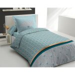 Parure de couette 100% coton vert 140x200 cm