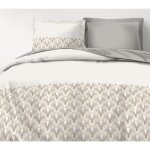 Parure de couette 3 pi�ces en percale de coton 200x200 beige