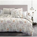 Parure de couette 3 pi�ces en percale de coton 220x240 blanc casse