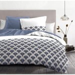 Parure de couette 3 pi�ces en percale de coton 240x260 bleu