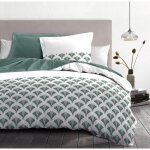 Parure de couette 3 pi�ces en percale de coton 240x260 vert sapin