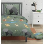 Parure de couette enfant 100% coton vert 140x200 cm