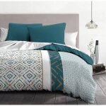 Parure de couette microfibre ethno - 1 housse de couette 240x260 cm + 2 taies d'oreiller 63x63 cm - bleu ...
