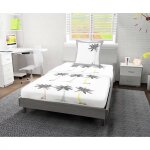 Parure de draps 180x290 cm palmier blanc, 100% coton 57 fils / cm2, par soleil d'ocre