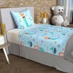 Parure de draps 180x290 cm sirenes bleu, 100% coton 57 fils / cm2, par soleil d'ocre Parure de draps 180x290 cm sirenes bleu, 100% coton 57 fils / cm2, par soleil d'ocre