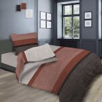Parure de draps 180x290 cm stripe rouge, 100% coton 57 fils / cm2, par soleil d'ocre Parure de draps 180x290 cm stripe rouge, 100% coton 57 fils / cm2, par soleil d'ocre