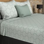 Parure de draps coton 57 fils 240x290 cm esmeralda vert, par soleil d'ocre