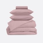 Parure - draps housse 140x200cm, housse de couette 200x200cm, taie d'oreillers 50x70cm - rose