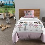 Parure housse de couette 140x200 cm danseuses rose, 100% coton 57 fils / cm2, par soleil d'ocre