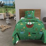 Parure housse de couette 140x200 cm pirates vert, 100% coton 57 fils / cm2, par soleil d'ocre