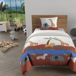 Parure housse de couette 140x200 cm savane brique, 100% coton 57 fils / cm2, par soleil d'ocre