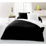 Parure housse de couette 2 personnes - 220x240 cm - 100% coton - bicolore noir et blanc