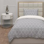 Parure housse de couette 3d microfibre 140x200 cm anya gris, par soleil d'ocre