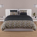 Parure housse de couette en coton 57 fils 240x220 cm fabio gris, par soleil d'ocre